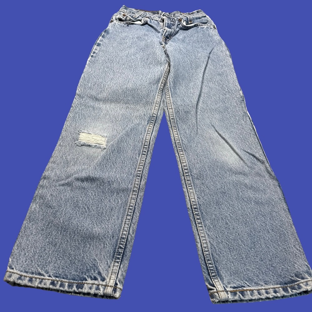 Levis 550 Orange Tab Boys Jeans Size 11 Slim Relaxed Fit Snap Button Distressed